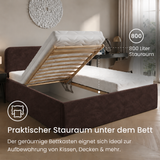 Home Collective Polsterbett Bett Doppelbett mit Bettkasten Lattenrost Kopfteil 86 cm | Micro-Velours Bezug | verstellbarer Lattenrost | Made in Germany