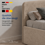 Home Collective Polsterbett Bett Doppelbett mit Bettkasten Lattenrost Kopfteil 86 cm | Micro-Velours Bezug | verstellbarer Lattenrost | Made in Germany