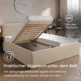 Home Collective Polsterbett Bett Doppelbett mit Bettkasten Lattenrost Kopfteil 86 cm | Micro-Velours Bezug | verstellbarer Lattenrost | Made in Germany