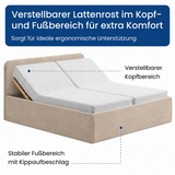 Home Collective Polsterbett Bett Doppelbett mit Bettkasten Lattenrost Kopfteil 86 cm | Micro-Velours Bezug | verstellbarer Lattenrost | Made in Germany