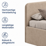 Home Collective Polsterbett Bett Doppelbett mit Bettkasten Lattenrost Kopfteil 86 cm | Micro-Velours Bezug | verstellbarer Lattenrost | Made in Germany