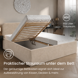 Home Collective Polsterbett Bett Doppelbett mit Bettkasten Lattenrost Kopfteil 86 cm | Micro-Velours Bezug | verstellbarer Lattenrost | Made in Germany