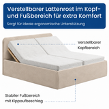 Home Collective Polsterbett Bett Doppelbett mit Bettkasten Lattenrost Kopfteil 86 cm | Micro-Velours Bezug | verstellbarer Lattenrost | Made in Germany