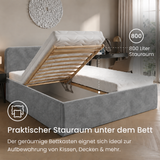 Home Collective Polsterbett Bett Doppelbett mit Bettkasten Lattenrost Kopfteil 86 cm | Micro-Velours Bezug | verstellbarer Lattenrost | Made in Germany