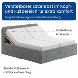 Home Collective Polsterbett Bett Doppelbett mit Bettkasten Lattenrost Kopfteil 86 cm | Micro-Velours Bezug | verstellbarer Lattenrost | Made in Germany