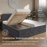 Home Collective Polsterbett Bett Doppelbett mit Bettkasten Lattenrost Kopfteil 86 cm | Micro-Velours Bezug | verstellbarer Lattenrost | Made in Germany