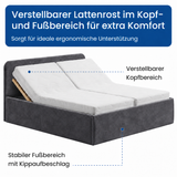 Home Collective Polsterbett Bett Doppelbett mit Bettkasten Lattenrost Kopfteil 86 cm | Micro-Velours Bezug | verstellbarer Lattenrost | Made in Germany