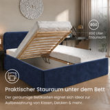 Home Collective Polsterbett Bett Doppelbett mit Bettkasten Lattenrost Kopfteil 86 cm | Micro-Velours Bezug | verstellbarer Lattenrost | Made in Germany