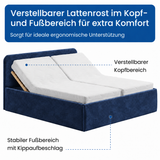 Home Collective Polsterbett Bett Doppelbett mit Bettkasten Lattenrost Kopfteil 86 cm | Micro-Velours Bezug | verstellbarer Lattenrost | Made in Germany