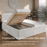 Home Collective Polsterbett Bett Doppelbett mit Bettkasten Lattenrost Kopfteil 86 cm | Micro-Velours Bezug | verstellbarer Lattenrost | Made in Germany