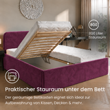 Home Collective Polsterbett Bett Doppelbett mit Bettkasten Lattenrost Kopfteil 86 cm | Micro-Velours Bezug | verstellbarer Lattenrost | Made in Germany