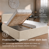 Home Collective Polsterbett Bett Doppelbett mit Bettkasten Lattenrost Kopfteil 86 cm | Micro-Velours Bezug | verstellbarer Lattenrost | Made in Germany