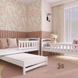 Hochbett 90x200 Etagenbett Kinderbett Jugendbett Stockbett 3 Kinder, zwei Schubladen & Rausfallschutz Kinder Bett umbaubar in 3 Einzelbetten | von 4. bis 16. Lebensjahr | inkl. Lattenrosten