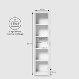 Schrank Mehrzweckschrank 40 und 50 cm Breite 180 cm Höhe mit vier Einlegeböden schmaler Aktenschrank Organizer Kleiderschrank aus MDF Holz