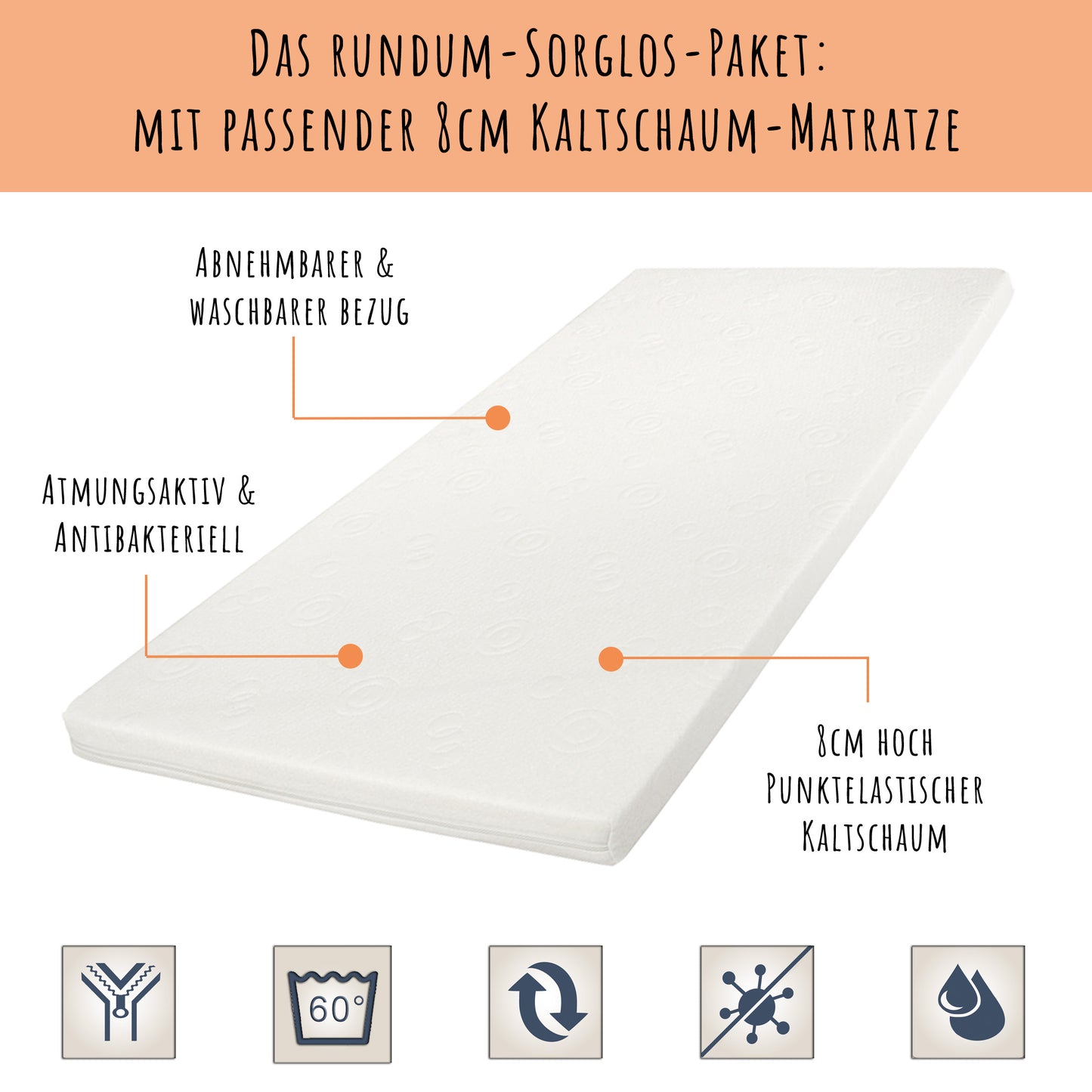 Lit d'appoint lit 90x200 cm avec matelas (en option), tiroir &amp; sommier à lattes en bois MDF blanc 200 x 90