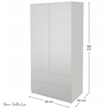 Home Collective Kleiderschrank Schrank Mehrzweckschrank Haushaltsschrank 90x50x180 cm (BxTxH)  mit 2 Schubladen, 3 Einlegeböden & Kleiderstange  – robust, platzsparend & vielseitig