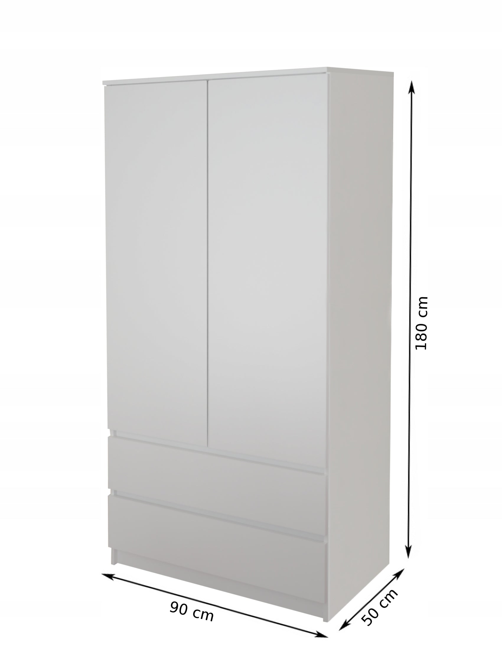 kleiderschrank schrank 180cm höhe 90cm breite mit 2 schubladen, 3
