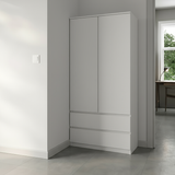 Home Collective Kleiderschrank Schrank Mehrzweckschrank Haushaltsschrank 90x50x180 cm (BxTxH)  mit 2 Schubladen, 3 Einlegeböden & Kleiderstange  – robust, platzsparend & vielseitig