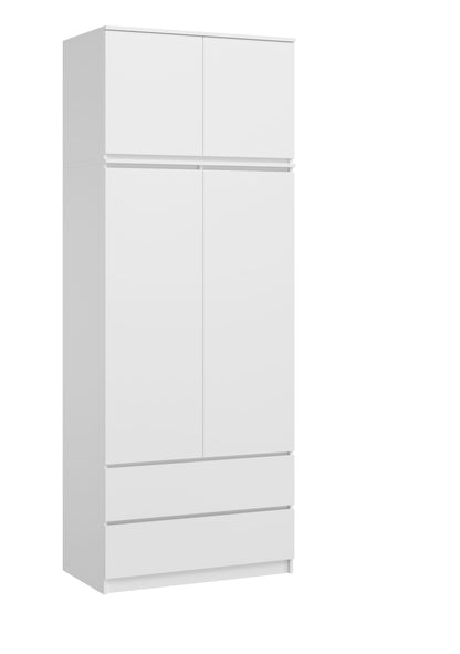 Armoire penderie 180 cm hauteur 90 cm largeur avec 2 tiroirs, 3 étagères et tringle à vêtements Organisateur d'armoire domestique en bois MDF extensible jusqu'à 235 cm de hauteur