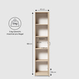 Schrank Mehrzweckschrank 40 und 50 cm Breite 180 cm Höhe mit vier Einlegeböden schmaler Aktenschrank Organizer Kleiderschrank aus MDF Holz