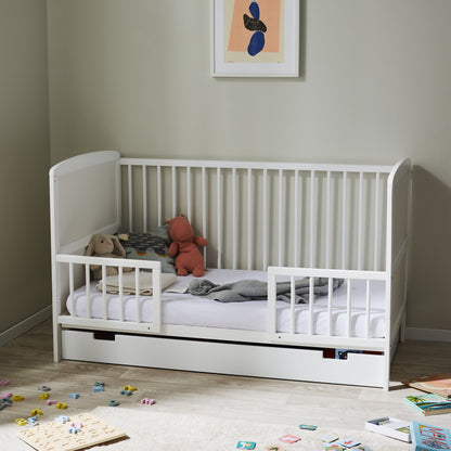 Lit bébé lit bébé 70x140 cm lit bébé convertible réglable en hauteur et échelons amovibles | bois de pin massif blanc Fabriqué en Europe