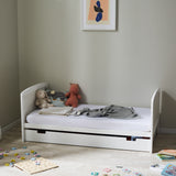 Babybett Kinderbett 70x140 cm Umbaubares Gitterbett höhenverstellbar & herausnehmbare Sprossen | weiss Vollholz Kiefer Made in Europe