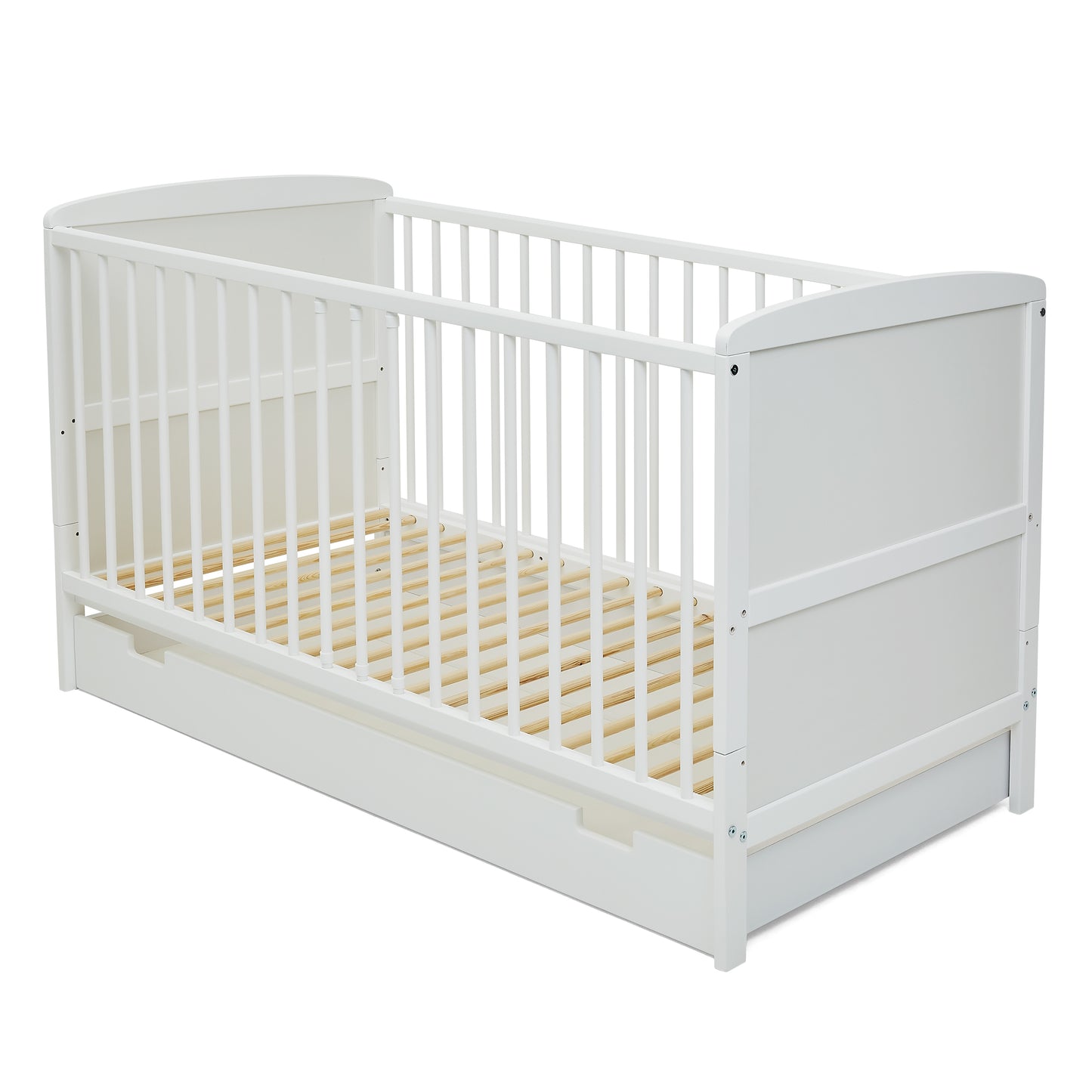 Lit bébé lit bébé 70x140 cm lit bébé convertible réglable en hauteur et échelons amovibles | bois de pin massif blanc Fabriqué en Europe