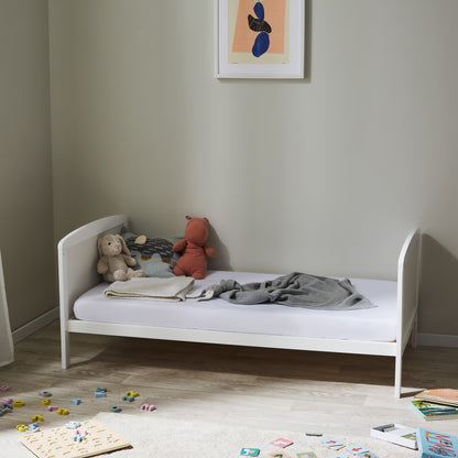 Babybett Kinderbett 70x140 cm Umbaubares Gitterbett höhenverstellbar & herausnehmbare Sprossen | weiss Vollholz Kiefer Made in Europe