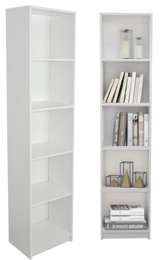 Bibliothèque, étagère à dossiers, étagère sur pied, séparateur de pièce, blanc avec 5 compartiments ouverts en bois MDF Largeur 40 cm, 50 cm ou 60 cm