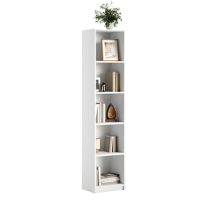 Bücherregal Aktenregal Standregal Raumteiler weiß mit 5 offenen Fächern aus MDF Holz | Breite 40 cm, 50 cm oder 60 cm