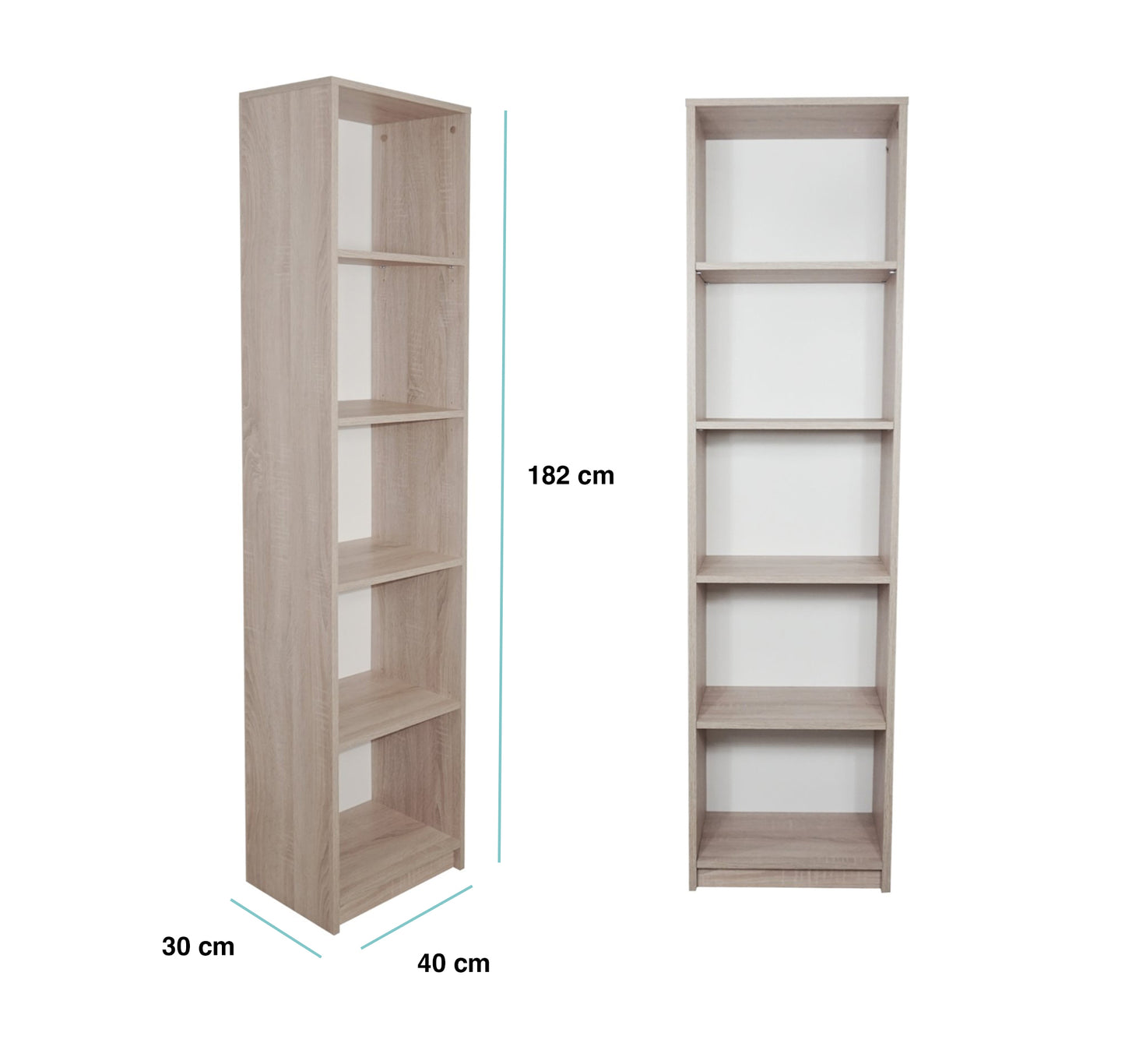 Bibliothèque, étagère à dossiers, étagère sur pied, séparateur de pièce, blanc avec 5 compartiments ouverts en bois MDF Largeur 40 cm, 50 cm ou 60 cm