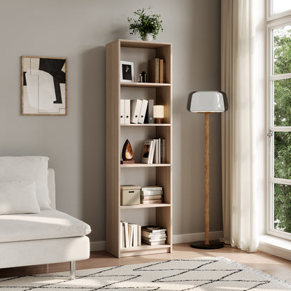 Bücherregal Aktenregal Standregal Raumteiler weiß mit 5 offenen Fächern aus MDF Holz | Breite 40 cm, 50 cm oder 60 cm