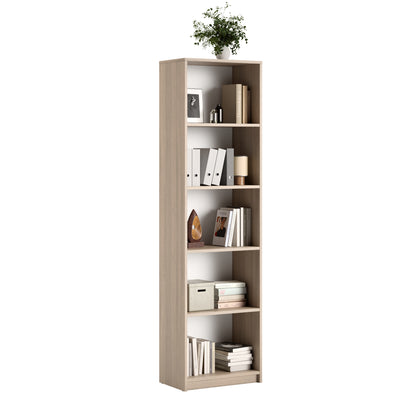 Bücherregal Aktenregal Standregal Raumteiler weiß mit 5 offenen Fächern aus MDF Holz | Breite 40 cm, 50 cm oder 60 cm