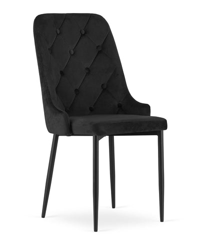 Chaise de salle à manger, chaise de cuisine, chaise de bureau, siège en velours avec pieds en métal noir, charge de siège de 120 kg, siège ergonomique confortable rembourré en velours doux, pieds noirs