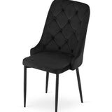 Esszimmerstuhl Küchenstuhl Bürostuhl Stuhl Samtiges Sitzmaterial mit schwarzen Metallbeinen, 120 kg Sitzlast, Bequemer ergonomischer, weicher samtgepolsterter Sitz, schwarze Beine