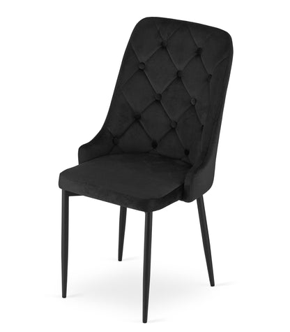 Chaise de salle à manger, chaise de cuisine, chaise de bureau, siège en velours avec pieds en métal noir, charge de siège de 120 kg, siège ergonomique confortable rembourré en velours doux, pieds noirs