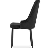Esszimmerstuhl Küchenstuhl Bürostuhl Stuhl Samtiges Sitzmaterial mit schwarzen Metallbeinen, 120 kg Sitzlast, Bequemer ergonomischer, weicher samtgepolsterter Sitz, schwarze Beine