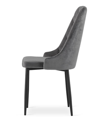 Chaise de salle à manger, chaise de cuisine, chaise de bureau, siège en velours avec pieds en métal noir, charge de siège de 120 kg, siège ergonomique confortable rembourré en velours doux, pieds noirs