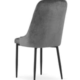 Esszimmerstuhl Küchenstuhl Bürostuhl Stuhl Samtiges Sitzmaterial mit schwarzen Metallbeinen, 120 kg Sitzlast, Bequemer ergonomischer, weicher samtgepolsterter Sitz, schwarze Beine