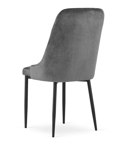 Chaise de salle à manger, chaise de cuisine, chaise de bureau, siège en velours avec pieds en métal noir, charge de siège de 120 kg, siège ergonomique confortable rembourré en velours doux, pieds noirs