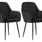 Esszimmerstuhl Küchenstuhl Bürostuhl Stuhl Sitzmaterial aus Samt mit schwarzen Metallbeinen, 120 kg Sitzlast Bequem Home Office Stuhl, schwarze Beine