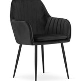 Esszimmerstuhl Küchenstuhl Bürostuhl Stuhl Sitzmaterial aus Samt mit schwarzen Metallbeinen, 120 kg Sitzlast Bequem Home Office Stuhl, schwarze Beine