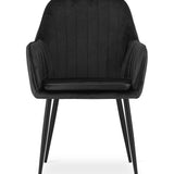 Esszimmerstuhl Küchenstuhl Bürostuhl Stuhl Sitzmaterial aus Samt mit schwarzen Metallbeinen, 120 kg Sitzlast Bequem Home Office Stuhl, schwarze Beine