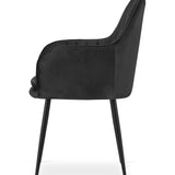 Esszimmerstuhl Küchenstuhl Bürostuhl Stuhl Sitzmaterial aus Samt mit schwarzen Metallbeinen, 120 kg Sitzlast Bequem Home Office Stuhl, schwarze Beine