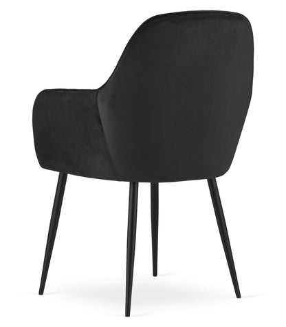 Chaise de salle à manger, chaise de cuisine, chaise de bureau, siège en velours avec pieds en métal noir, charge de siège de 120 kg, chaise de bureau confortable, pieds noirs