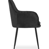 Esszimmerstuhl Küchenstuhl Bürostuhl Stuhl Sitzmaterial aus Samt mit schwarzen Metallbeinen, 120 kg Sitzlast Bequem Home Office Stuhl, schwarze Beine