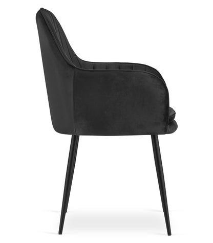 Chaise de salle à manger, chaise de cuisine, chaise de bureau, siège en velours avec pieds en métal noir, charge de siège de 120 kg, chaise de bureau confortable, pieds noirs