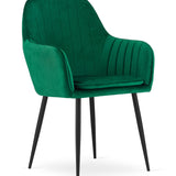 Esszimmerstuhl Küchenstuhl Bürostuhl Stuhl Sitzmaterial aus Samt mit schwarzen Metallbeinen, 120 kg Sitzlast Bequem Home Office Stuhl, schwarze Beine