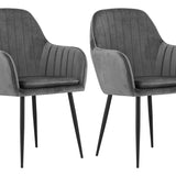 Esszimmerstuhl Küchenstuhl Bürostuhl Stuhl Sitzmaterial aus Samt mit schwarzen Metallbeinen, 120 kg Sitzlast Bequem Home Office Stuhl, schwarze Beine
