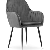 Esszimmerstuhl Küchenstuhl Bürostuhl Stuhl Sitzmaterial aus Samt mit schwarzen Metallbeinen, 120 kg Sitzlast Bequem Home Office Stuhl, schwarze Beine
